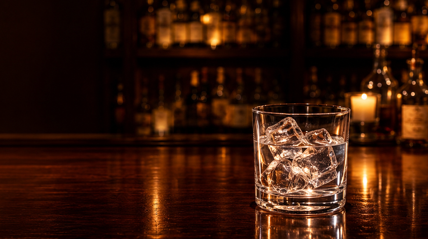 BAR 月影 — カウンターに置かれたグラス