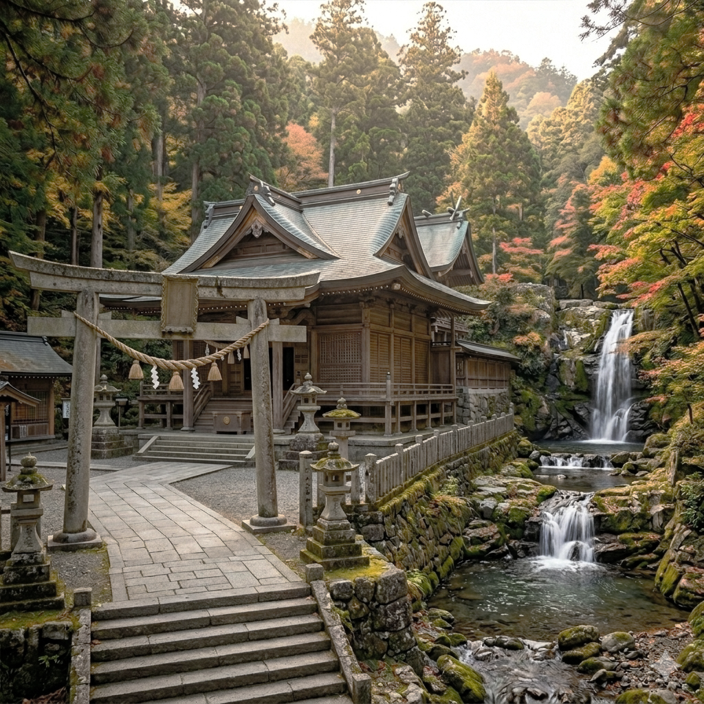 Takimori Shrine forest and waterfall